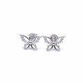 White stone decorated stekker butterfly earrings