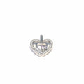 White stone double contour heart pendant