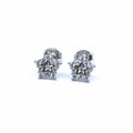 White stone silver star earrings