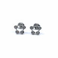 White stone silver round earrings