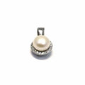 White stone beaded silver pendant