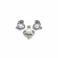 White stone beaded silver sterling silver heart earrings with pendant