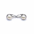 White stone pearl earrings with patent closure