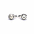 White stone pearl earrings with patent closure