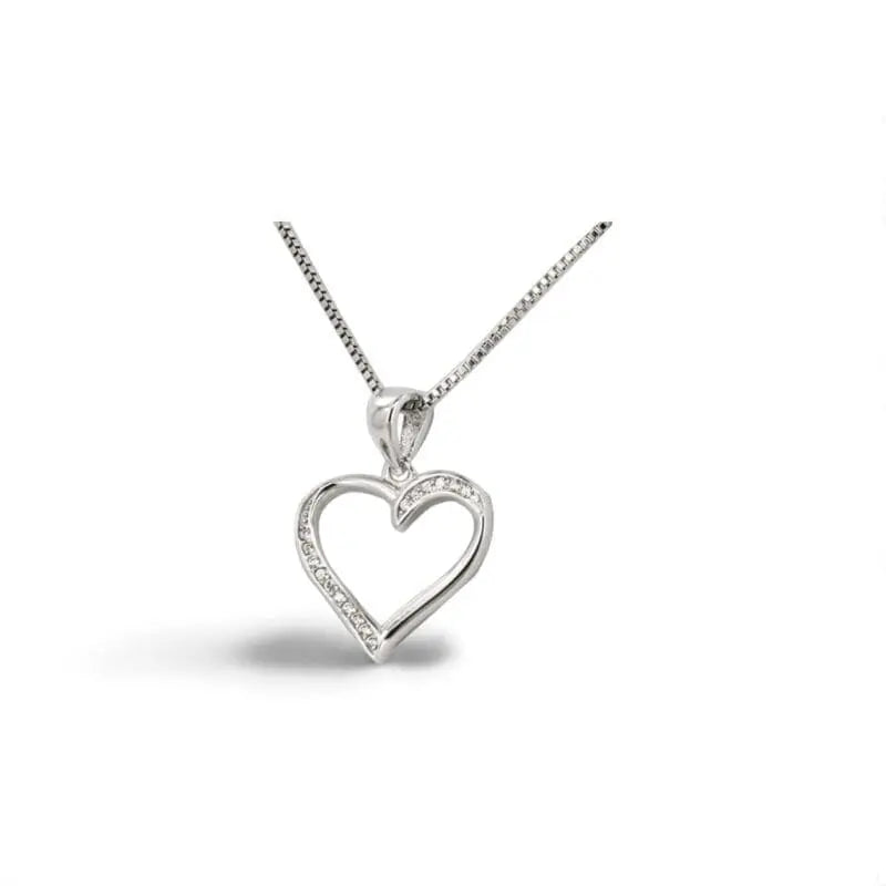 White stone contoured heart pendant