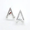 White stone V style stud earrings