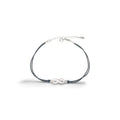 Black cotton anklet with silver infinity sign 23cm+3cm extender