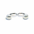 Pearl silver earrings with patent closure