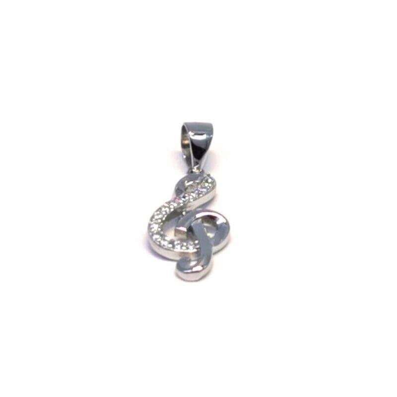 Violet key pendant with stones in hallmarked, rhodium-plated 925 sterling silver – alternate front view – DRESCHER Jewellery®