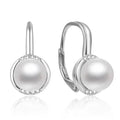 Patent white stone pearl silver earrings with pearls