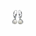 Patent closure white stone beaded hanging earrings