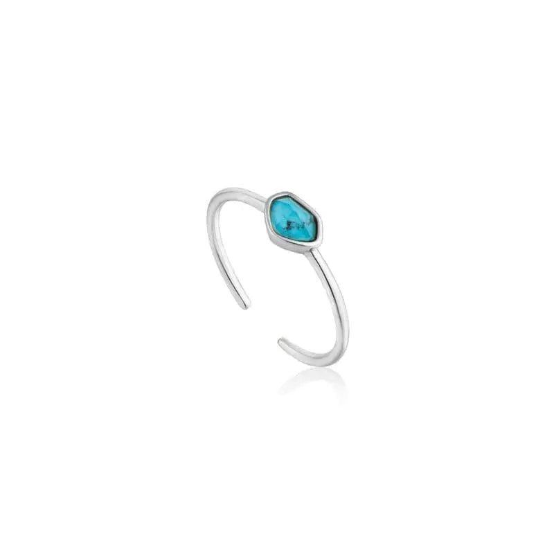 Turquoise adjustable silver ring