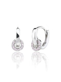 Silver pink zirconia stone hoop earrings