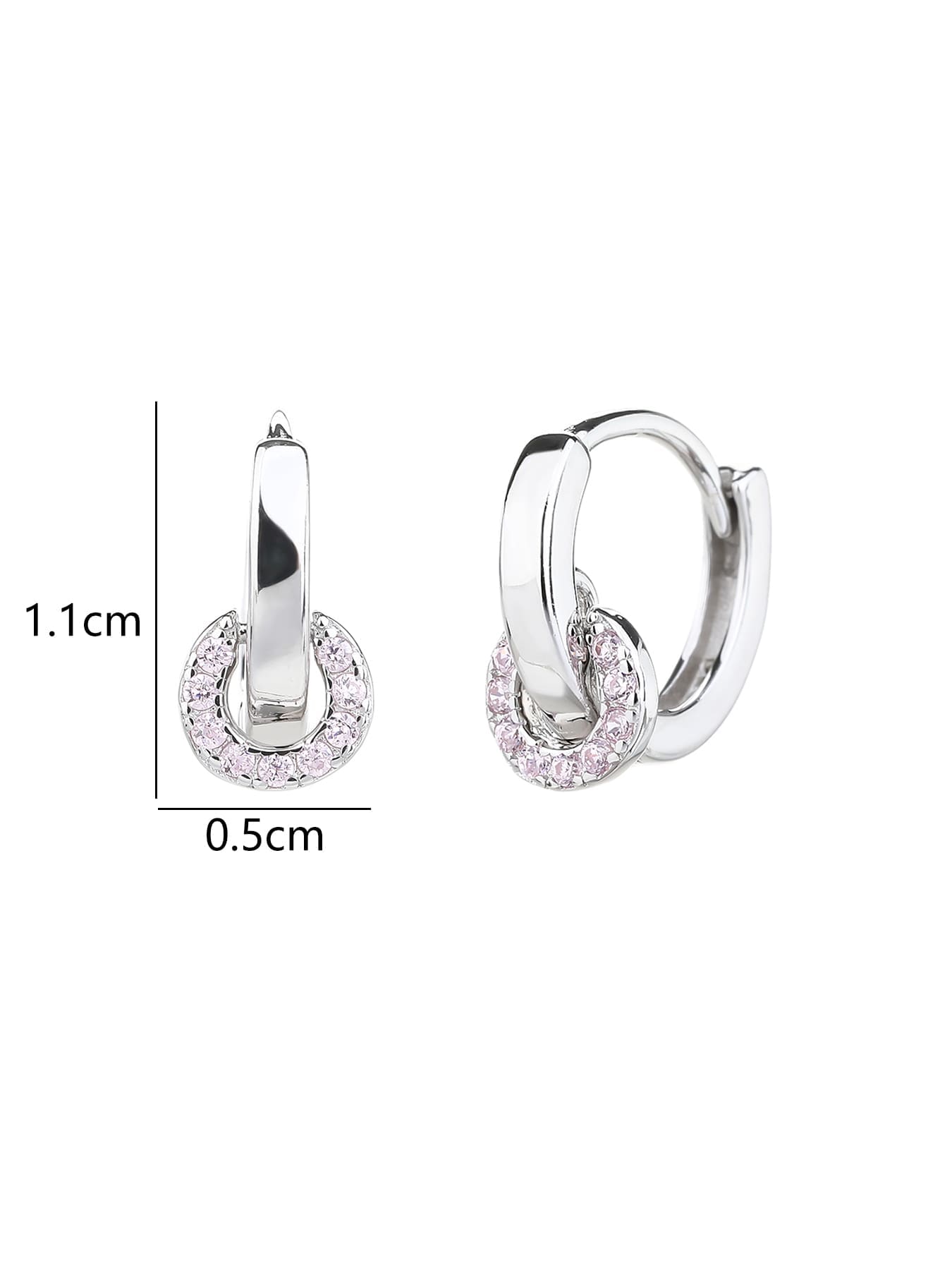 pink zirconia stone hoop earrings in hallmarked, rhodium-plated 925 sterling silver – display view – DRESCHER Jewellery®