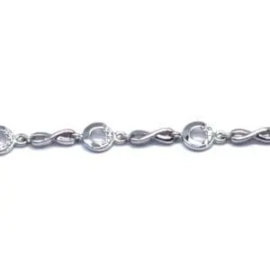 Silbernes Armband mit weißem Stein und Unendlichkeitszeichen