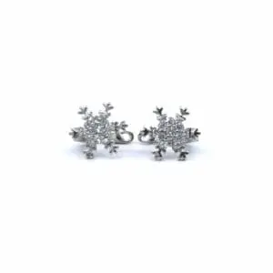 Silver white stone French clasp snowflake earrings with snowflake
