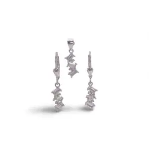 Silver white stone hanging jewellery set