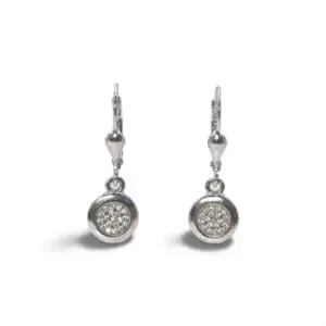 Weiße runde silberne Mikrofassung Ohrringe mit weißem Stein