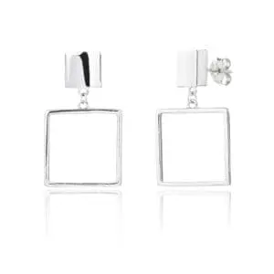 Silberne Ohrringe in minimalistischer quadratischer Form