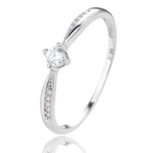 Silver ring with white cubic zirconia stones