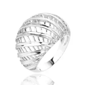 Silver wide striped design ring