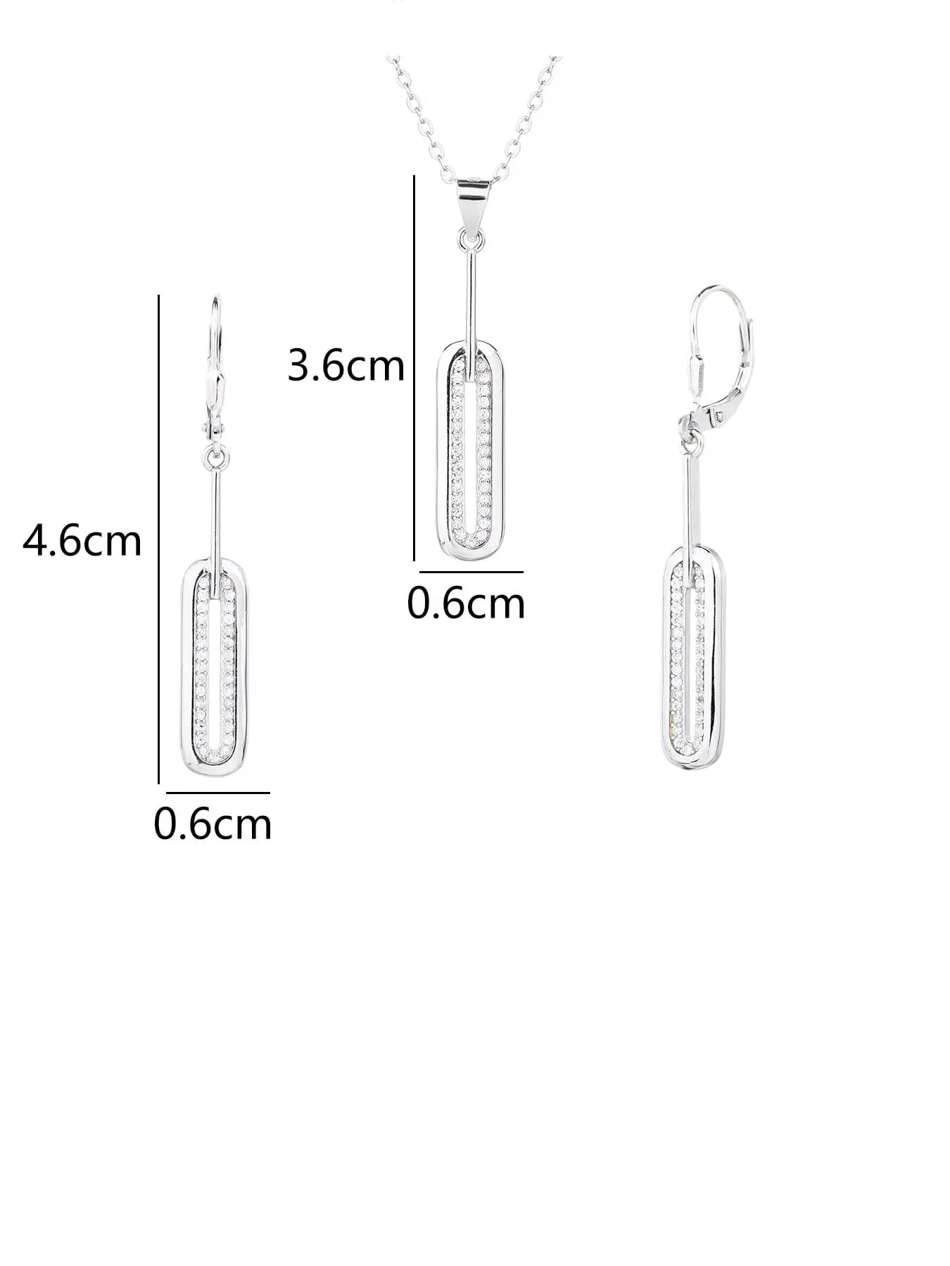 Ezüst téglalap alakú fehér köves ékszerszett_1