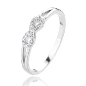 Silver infinity symbol ring with zirconia decoration