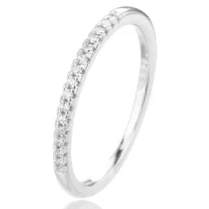 Silver ring with white cubic zirconia stones