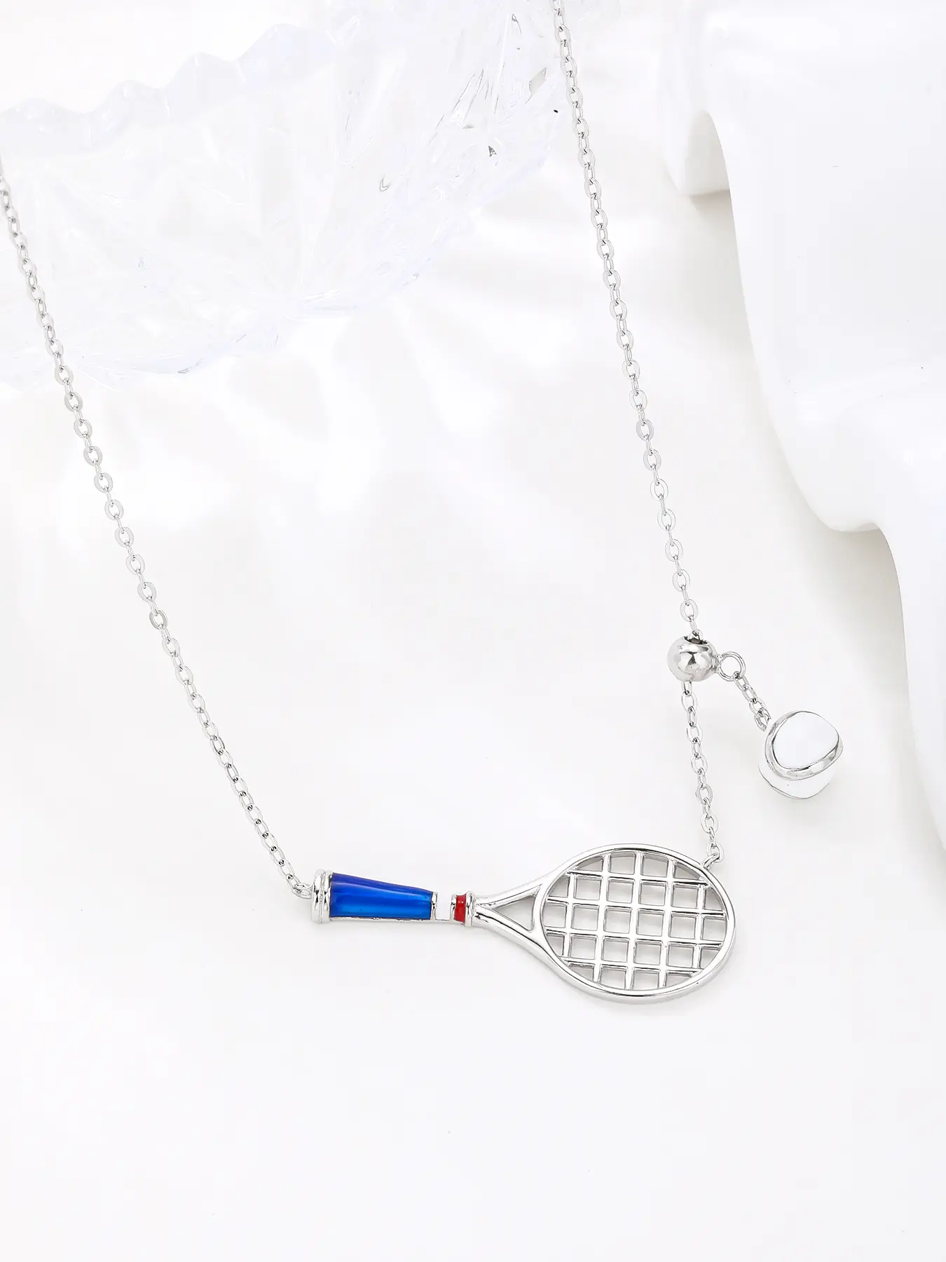 Ezüst nyaklánc teniszütő és labda medállal_4