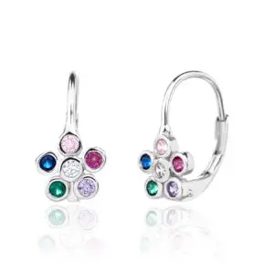 Colourful silver flower earrings