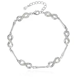 Silver bracelet with infinity symbol and zirconia decoration