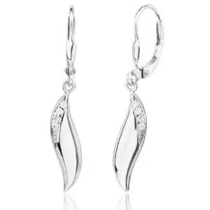 Silberne wellenförmige Ohrringe mit Zirkoniasteinen und Patentverschluss