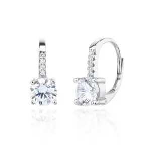 Silberne runde Zirkoniastein-Ohrringe mit Patentverschluss