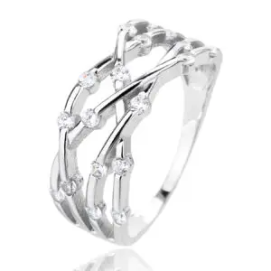 Silver cubic zirconia multi-stone design ring