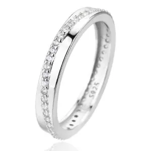 Silver hoop ring with cubic zirconia stones
