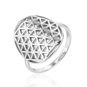 Silver ladies ring with Flower of Life motif