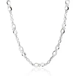 Silver infinity sign necklace with zirconia stones (44+4 cm)