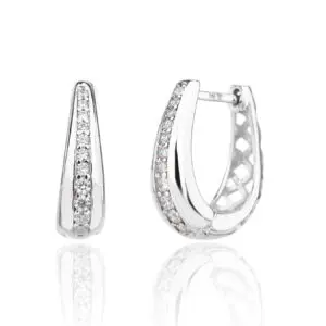 White cubic zirconia stone elegant hoop earrings