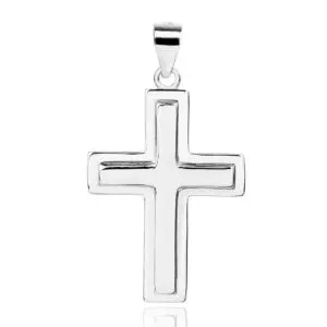 Ródiumozott keretes kereszt medál