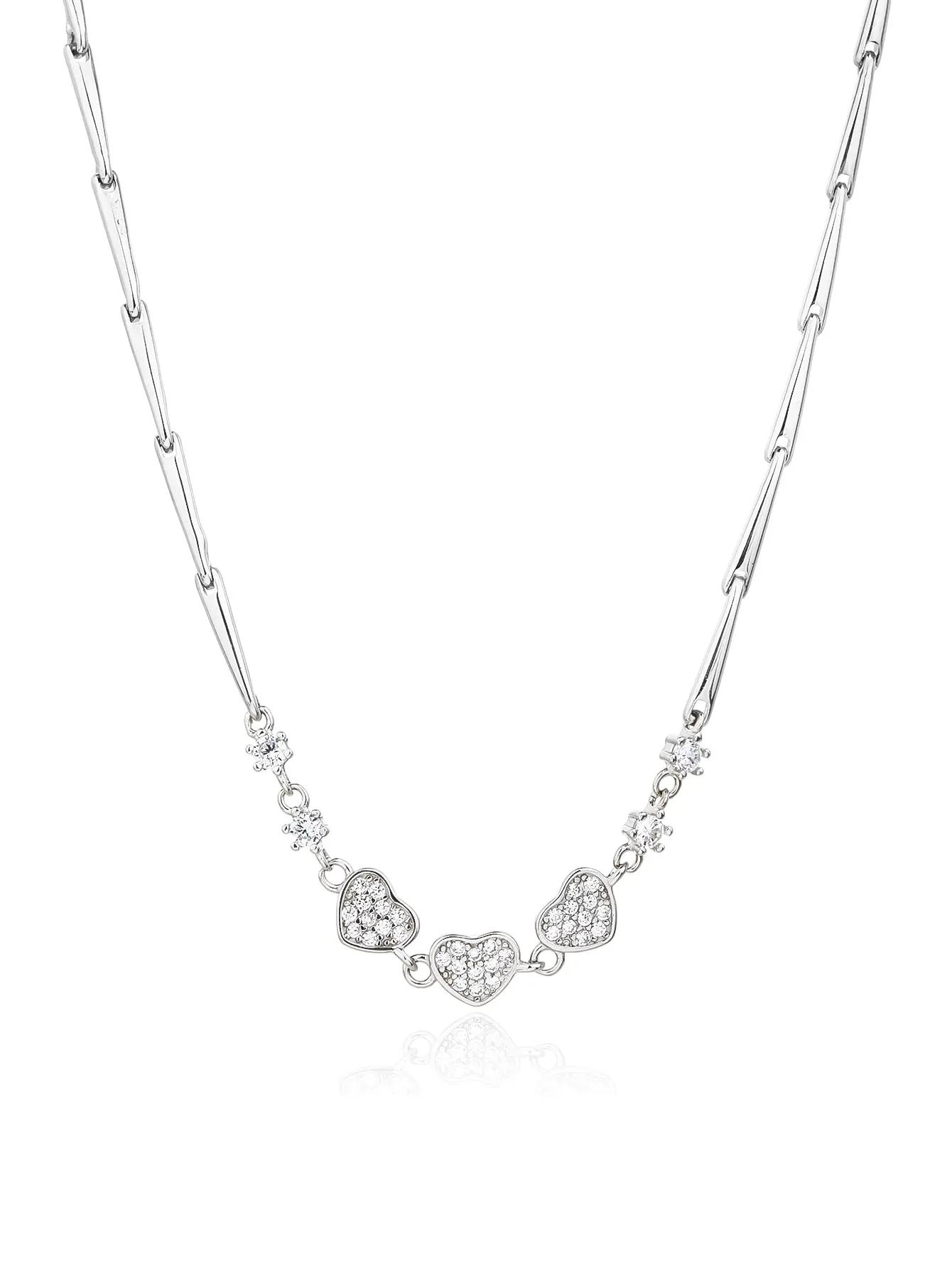 Szív motívumos cirkónia köves nyaklánc – 43,5+4 cm,_1