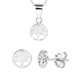 Silver Tree of Life pendant and earring set (without chain)