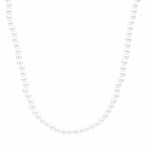 White shell pearl beads with silver clasp (45+4 cm)