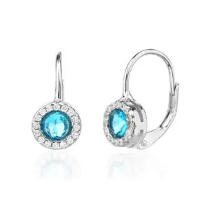 Blaue Zirkoniasteine Silberohrringe mit Rhodiumbeschichtung