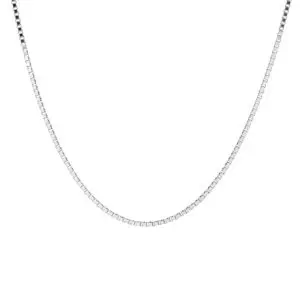 Thin cubic silver necklace, rhodium plated (45 cm)
